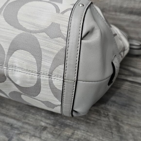 Coach Alexandra Signature Canvas Leather Trim Gray Large Shoulder Bag COA - Picture 7 of 14